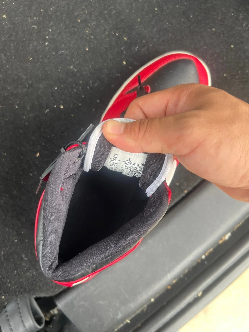 Nike Kids Red Black White Mid-Top Sneakers with Black Swoosh